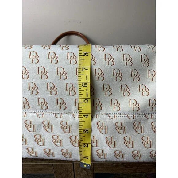 Dooney & Bourke Letter Logo Monogram Tote Bag Leather Canvas Beige - Picture 14 of 16